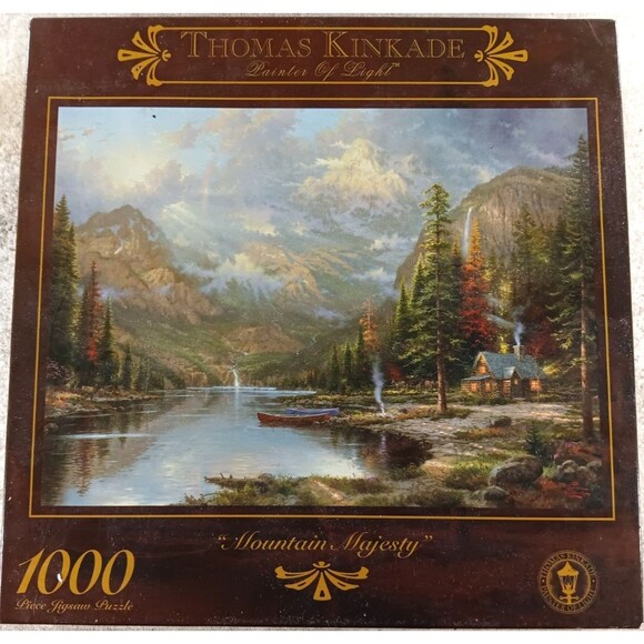 Mountain Majesty 1000 Piece Puzzle by Thomas Kinkade Painter Of Light 1999 - Picture 1 of 3